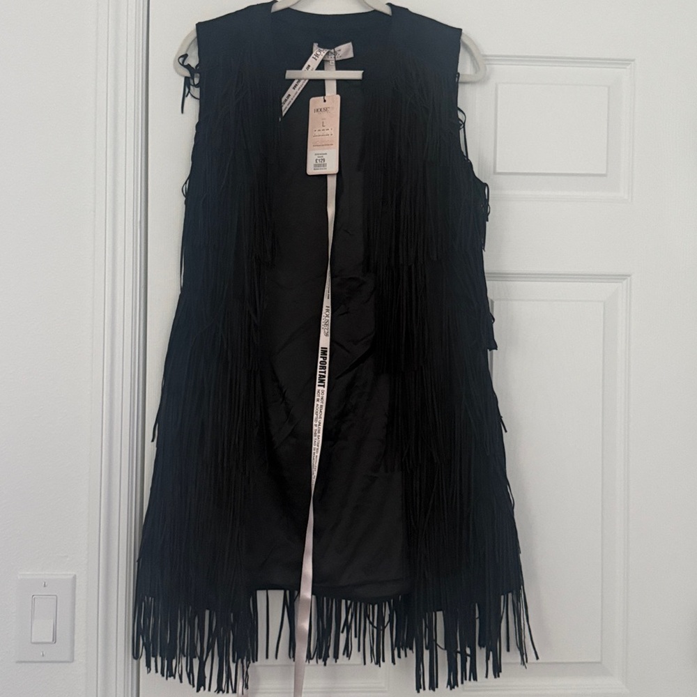 House of CB Black Fringe Jacket